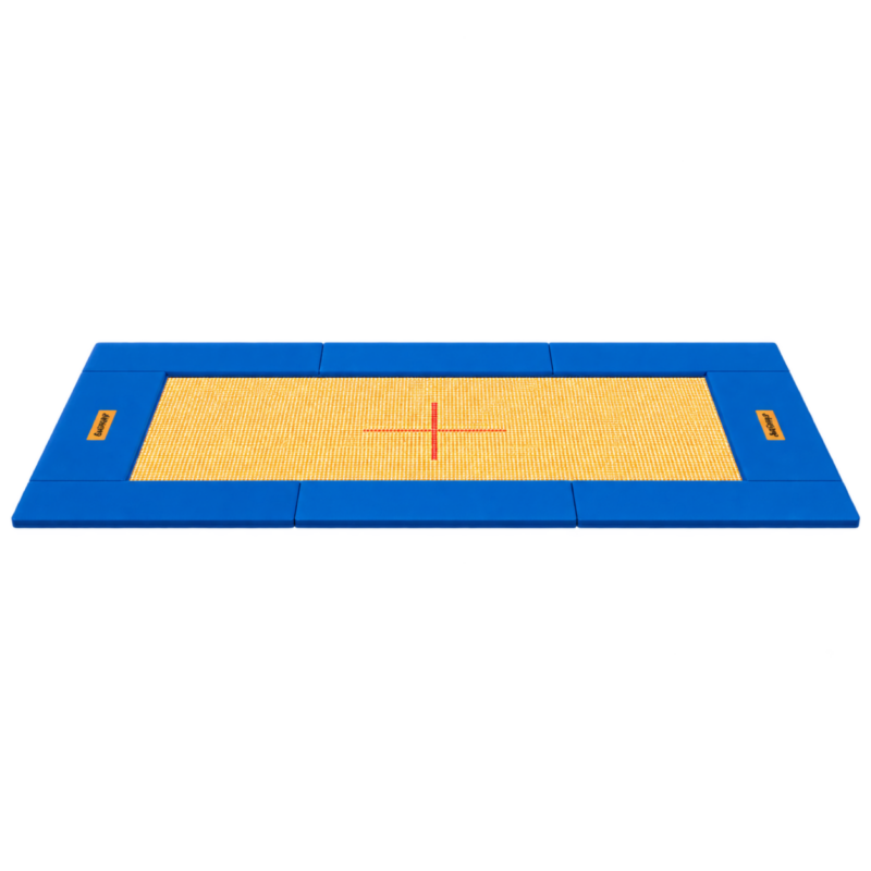 Ground trampoline master outdoor: lona naranja, protección azul - Eurotramp