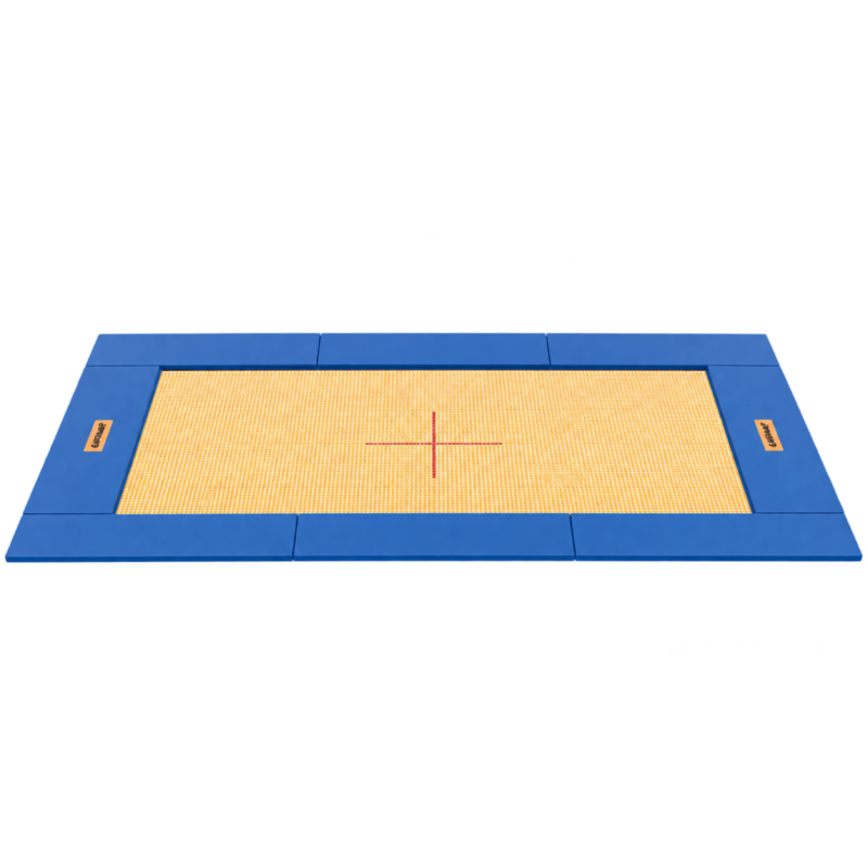 Ground trampoline grand master outdoor: lona naranja, protección azul - Eurotramp